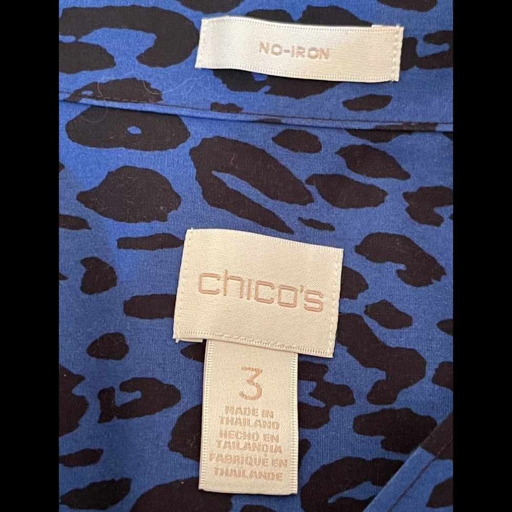 CHICO’S NO-IRON Woman’s Long Sleeve Top with Animal Print size Large - Picture 6 of 7